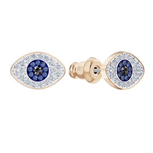 Swarovski Symbolic Stud Pierced Earrings, Blue, Rose-gold tone plated
