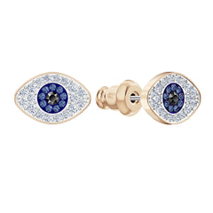 Swarovski Symbolic Stud Pierced Earrings, Blue, Rose-gold tone plated