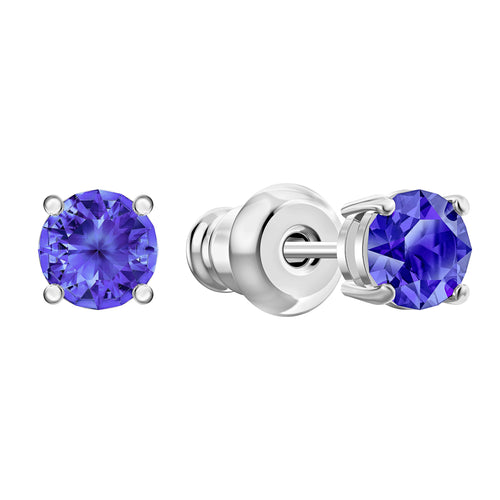 Attract Stud Pierced Earrings, Blue, Rhodium plated