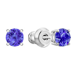Attract Stud Pierced Earrings, Blue, Rhodium plated