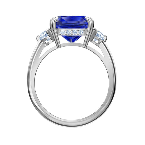 Attract Cocktail Ring, Blue, Rhodium plated