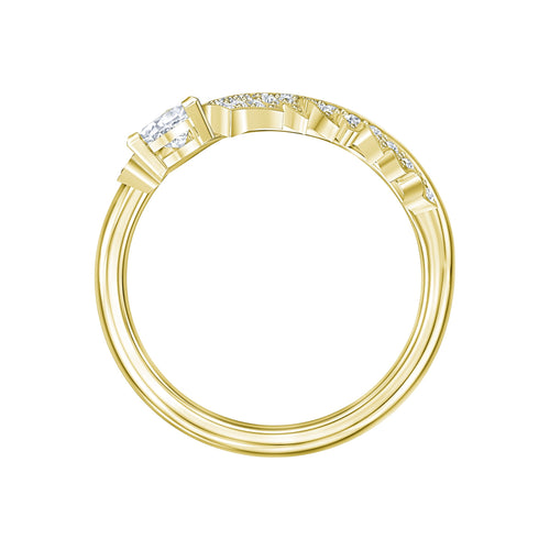 Fin motivring, vit, guldfärgad