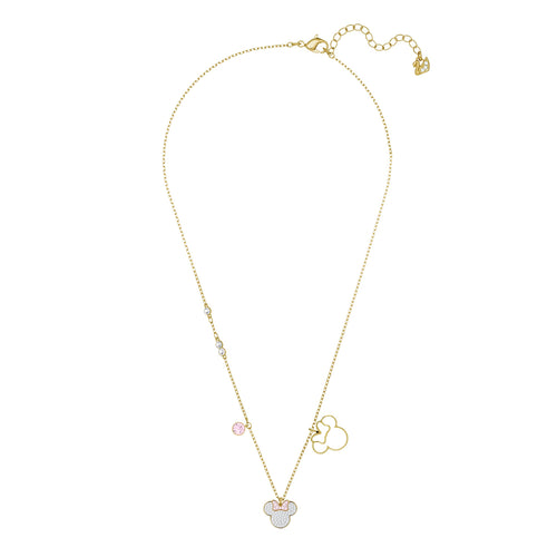Mickey & Minnie Pendant, White, Gold-tone plated