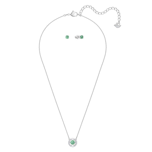 Sparkling Dance Set, Green, Rhodium plated