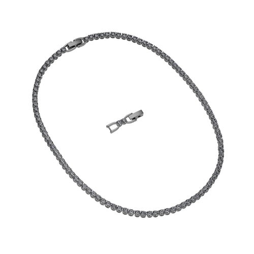 Tennis Deluxe Necklace, Gray, Ruthenium plated