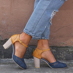 Casual Rund Tå Vanlig ihålig Spänne Sandal med grov klack