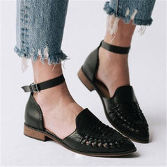 Women's Woven Hollow Pointed   Flat Shoes