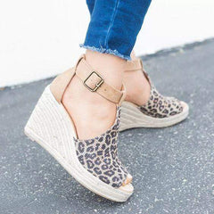 Fashion versatile leopard wedge sandals