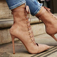 Mode Sharp Head Högklackade korta stövlar