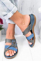 Fashion Wild Color Matching   Flower Wedges Slippers