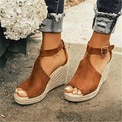 Fashion versatile leopard wedge sandals
