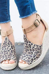 Fashion versatile leopard wedge sandals