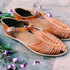 Retro genombrutna platta sandaler 