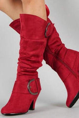 Mode metallknapp med spets tå högklackade stövlar 