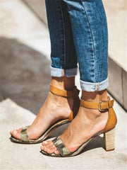 Fashion Simple Camouflage High Heel Sandals