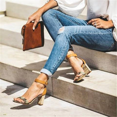 Fashion Simple Camouflage High Heel Sandals