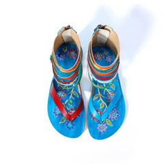 Fashion   Vintage Printed Handmade Flat Sandals