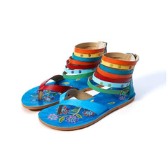Fashion   Vintage Printed Handmade Flat Sandals