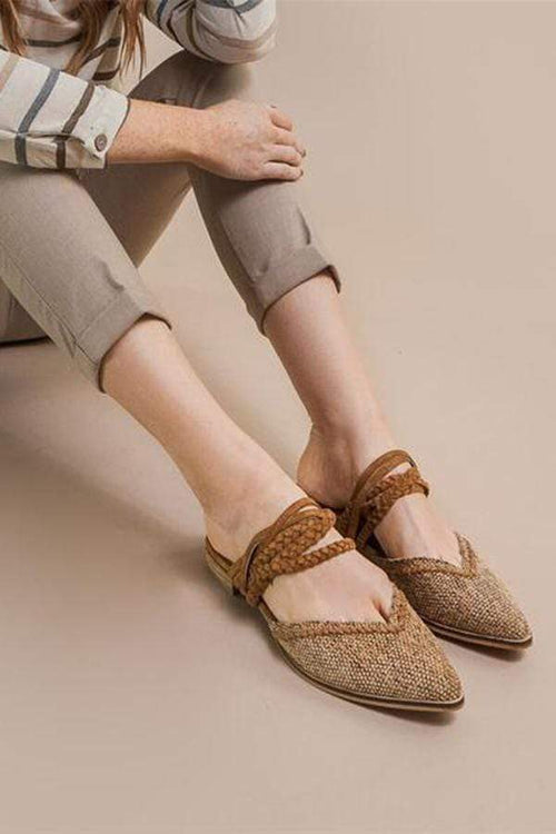 Fashion Vintage   Weave Pointed Flat Shoes