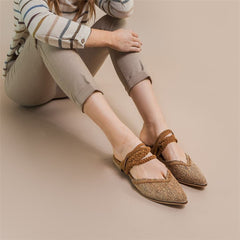 Fashion Vintage   Weave Pointed Flat Shoes