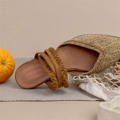 Fashion Vintage   Weave Pointed Flat Shoes