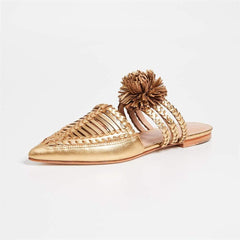 Fashion versatile woven   pointed  Flat shoes