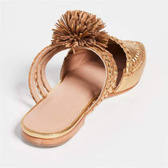 Fashion versatile woven   pointed  Flat shoes
