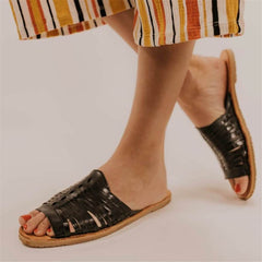 Fashion Vintage   Woven Flat Slippers