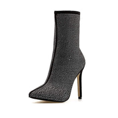 Nya damstövlar Stor storlek spetsiga strass fina superhögklackade stövlar 