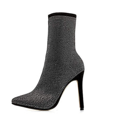 Nya damstövlar Stor storlek spetsiga strass fina superhögklackade stövlar 