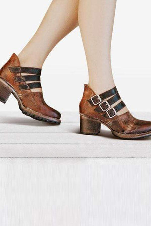 Kvinnor Vintage Comfort Bälte Spänne Back Zipper Boots 