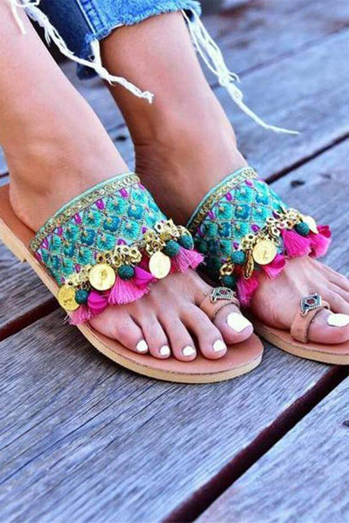 Fashion Vintage Bohemian Color Flat Slippers