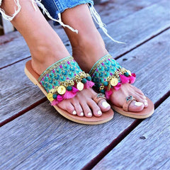 Fashion Vintage Bohemian Color Flat Slippers