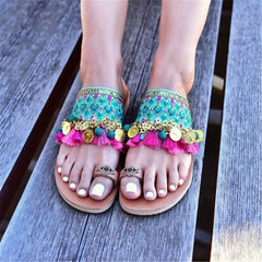 Fashion Vintage Bohemian Color Flat Slippers