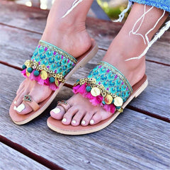 Fashion Vintage Bohemian Color Flat Slippers