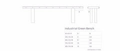 dimensions-picture: Industrial Green Bench