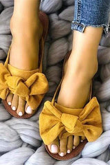 Bow-Toe Flat-Bottomed Slippers