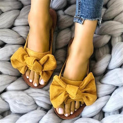 Bow-Toe Flat-Bottomed Slippers