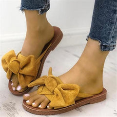 Bow-Toe Flat-Bottomed Slippers
