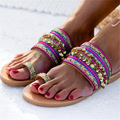 Fashion bohemian ethnic flat slippers