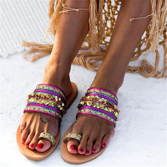 Fashion bohemian ethnic flat slippers
