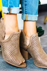 Openwork Fish Mouth Thick Sandals