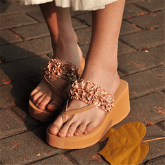 Fashion platform slip-proof casual wedge slipper