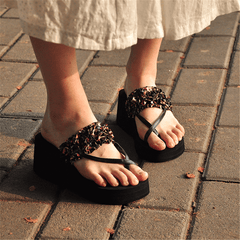 Fashion platform slip-proof casual wedge slipper