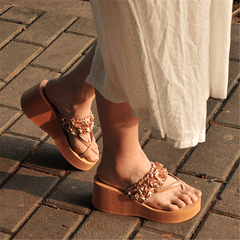Fashion platform slip-proof casual wedge slipper