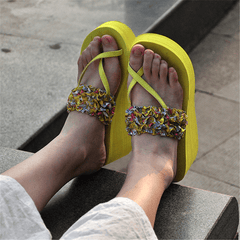 Fashion platform slip-proof casual wedge slipper