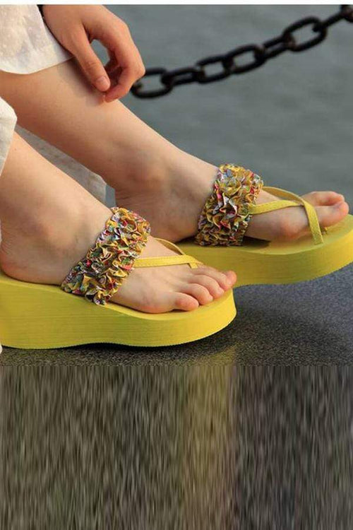 Modeplattform halksäker casual wedge toffel 