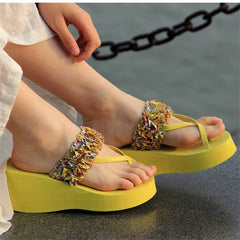 Fashion platform slip-proof casual wedge slipper