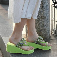 Fashion platform slip-proof casual wedge slipper
