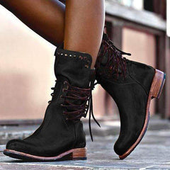 Fashion Rivet Low Square Heel Chivalry Boots